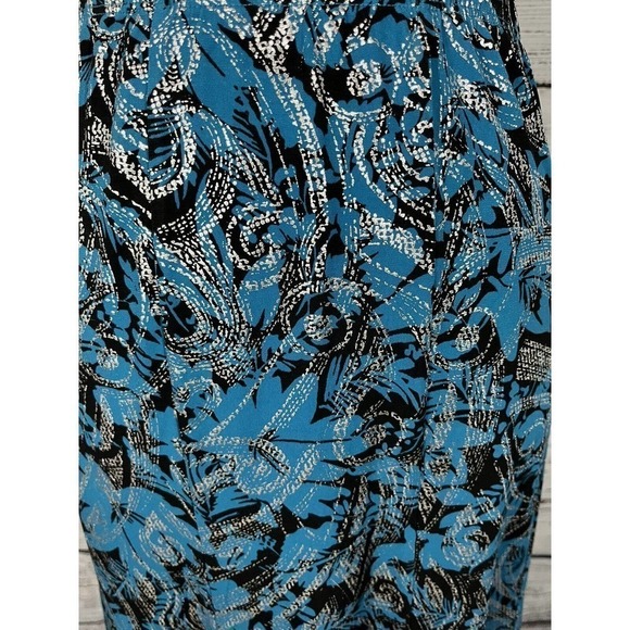Anthony Skirt size Medium Blue Silver Black Swirls Long A Line Stretch Modest - Picture 6 of 12